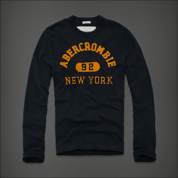 Abercrombie Fitch Hombres De Cuello Redondo Largo Remera AF5860
